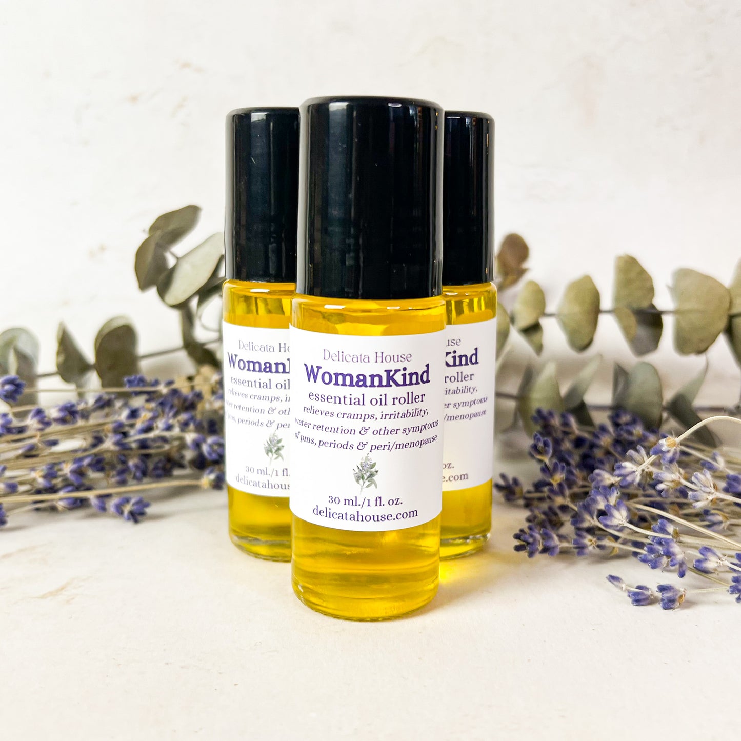 WomanKind Essential Oil 1 oz./30 ml. Roller - PMS, Period, Menopause Relief Aromatherapy Roller Bottle