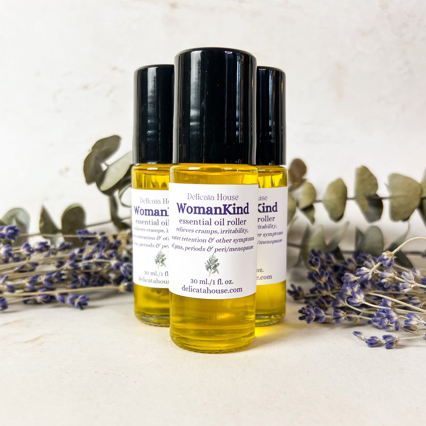 WomanKind Essential Oil 1 oz./30 ml. Roller - PMS, Period, Menopause Relief Aromatherapy Roller Bottle