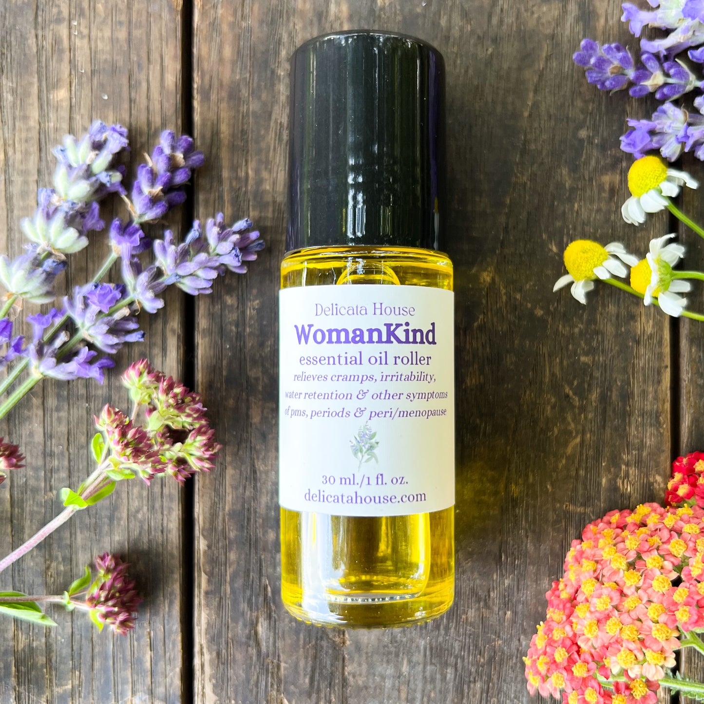 WomanKind Essential Oil 1 oz./30 ml. Roller - PMS, Period, Menopause Relief Aromatherapy Roller Bottle