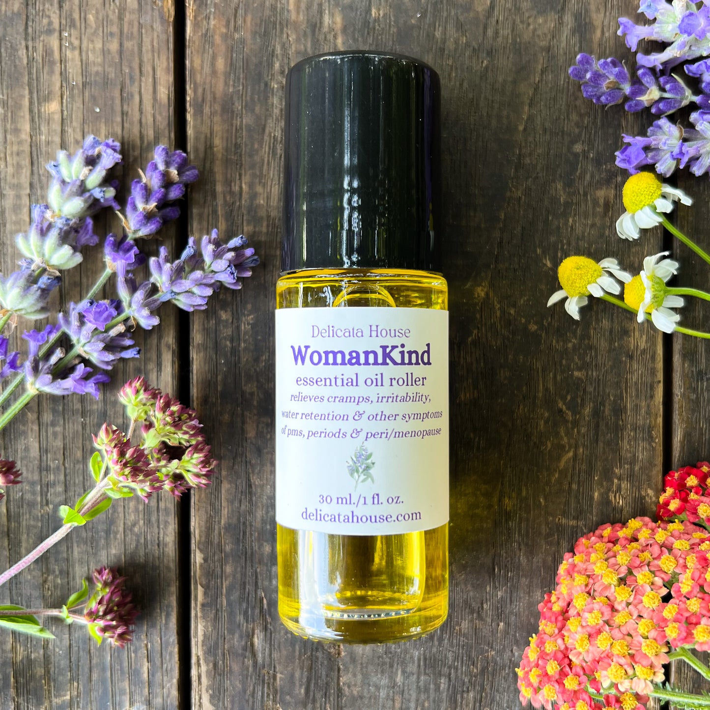 WomanKind Essential Oil 1 oz./30 ml. Roller - PMS, Period, Menopause Relief Aromatherapy Roller Bottle