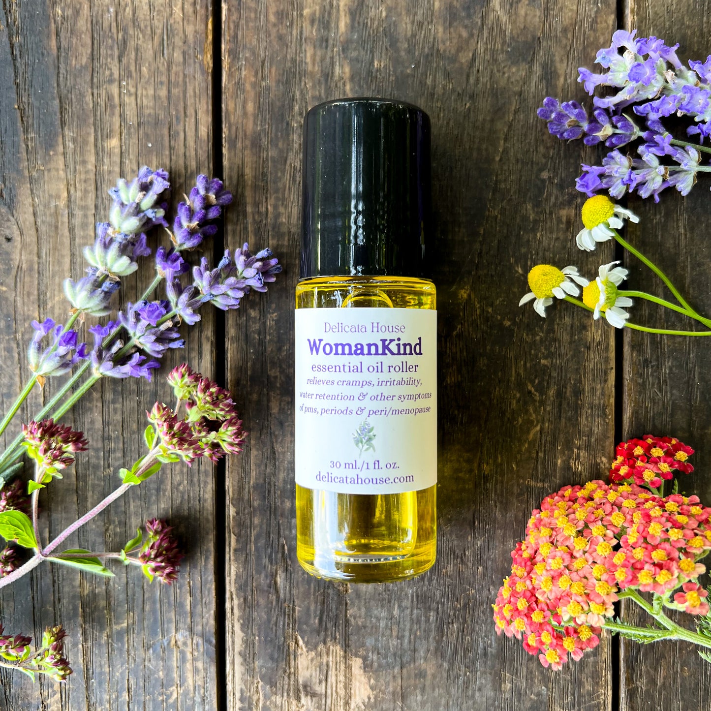 WomanKind Essential Oil 1 oz./30 ml. Roller - PMS, Period, Menopause Relief Aromatherapy Roller Bottle