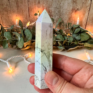 Angel Aura Howlite Crystal Tower - Crystal Tower for Clarity - Crystal for Tranquility - Stone of Attunement