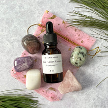 Load image into Gallery viewer, Lovingkindness Flower Essence &amp; Crystal Set - Flower Essence for Comfort - Heart Chakra Healing - Crystals for Love and Kindness