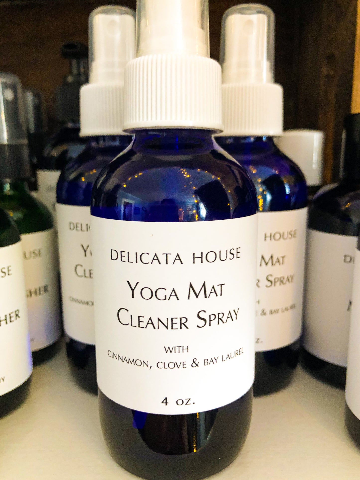 50% off SALE - Yoga Mat Cleaning Spray - Yoga Mat Spray - Cinnamon Clove and Bay Laurel Yoga Mat Cleaner Spray