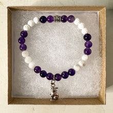 Load image into Gallery viewer, Rabbit Diffuser Bracelet - Rabbit Charm Bracelet - Bunny Charm Diffuser Bracelet - Amethyst Bead Bracelet