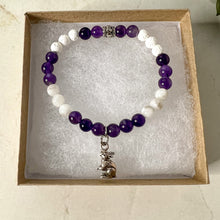 Load image into Gallery viewer, Rabbit Diffuser Bracelet - Rabbit Charm Bracelet - Bunny Charm Diffuser Bracelet - Amethyst Bead Bracelet