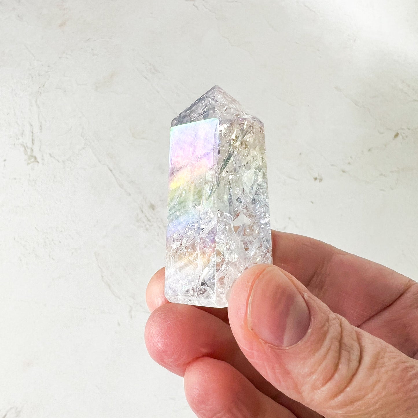 Angel Aura Fire & Ice Clear Quartz - Quartz Crystal Tower - Fire & Ice Quartz Points - Crystal Energy Healing