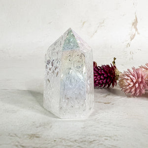 Angel Aura Fire & Ice Quartz - Quartz Crystal Tower - Fire & Ice Quartz Points - Crystal Energy Healing