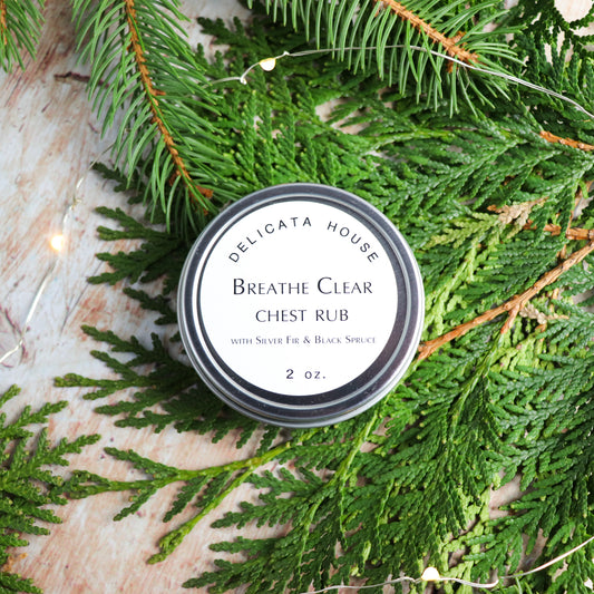 50% off SALE - Breathe Clear Chest Rub - Aromatic Chest Rub - Chest Balm with Silver Fir and Black Spruce - Natural Aromatic Decongestant