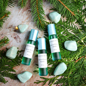 Chakra Sets - Throat Chakra Set - 5th Chakra Healing - Throat Chakra Roller Bottle and Amazonite Gem Stone - 5th Chakra Balancing - Aromatherapy for Throat Chakra -