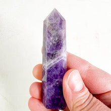 Load image into Gallery viewer, Chevron Amethyst Crystal Tower - Amethyst for Dreams - Crystal Energy Healing - Crystal Sleep Aid
