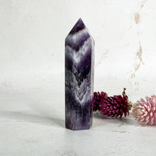 Load image into Gallery viewer, Chevron Amethyst Crystal Tower - Amethyst for Dreams - Crystal Energy Healing - Crystal Sleep Aid