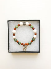 Load image into Gallery viewer, Diffuser Bracelet - Alpaca Charm Diffuser Bracelet with African Turquoise Jasper - Charm Bracelet - Lava Bead Bracelet