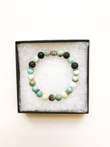 Diffuser Bead Bracelet / Aromatherapy Diffuser Bracelet / Amazonite and Lava Bead / Bracelet / Friend Jewelry Gift / Boho Jewelry Gift / Lava Bead Diffuser Bracelet