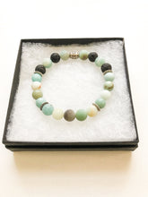 Load image into Gallery viewer, Diffuser Bead Bracelet / Aromatherapy Diffuser Bracelet / Amazonite and Lava Bead / Bracelet / Friend Jewelry Gift / Boho Jewelry Gift / Lava Bead Diffuser Bracelet