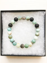 Load image into Gallery viewer, Diffuser Bead Bracelet / Aromatherapy Diffuser Bracelet / Amazonite and Lava Bead / Bracelet / Friend Jewelry Gift / Boho Jewelry Gift / Lava Bead Diffuser Bracelet