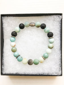 Diffuser Bead Bracelet / Aromatherapy Diffuser Bracelet / Amazonite and Lava Bead / Bracelet / Friend Jewelry Gift / Boho Jewelry Gift / Lava Bead Diffuser Bracelet